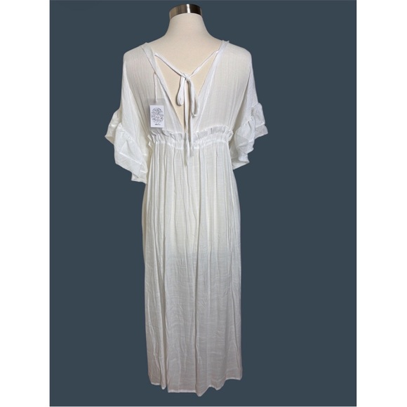 New Bohemian Long White Gauze Maxi Summer Dress - Picture 3 of 9